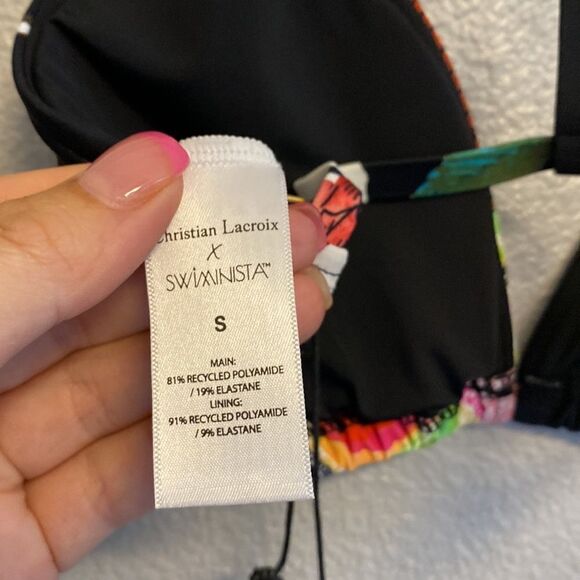 NWT-Christian Lacroix x Swiminista-Tropical fruit triangle bikini top-Size Small - Picture 7 of 8